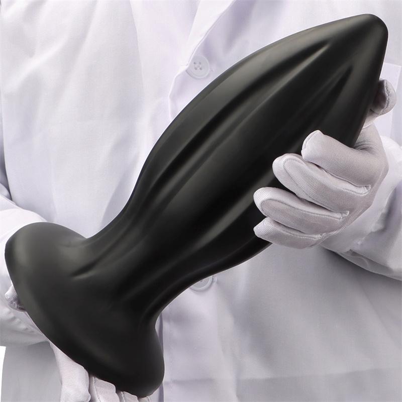 Black Yu'er Sucker Rear Court Big Anal Plug Fisting Training Soft Anal Expansion Silicone Super Large Anal Plug Dildo