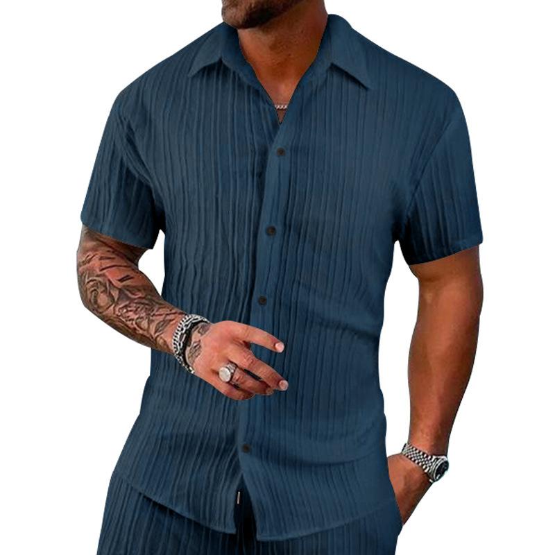 Summer Men's Casual Loose-Fit Short-Sleeved Cardigan Beach Shirt