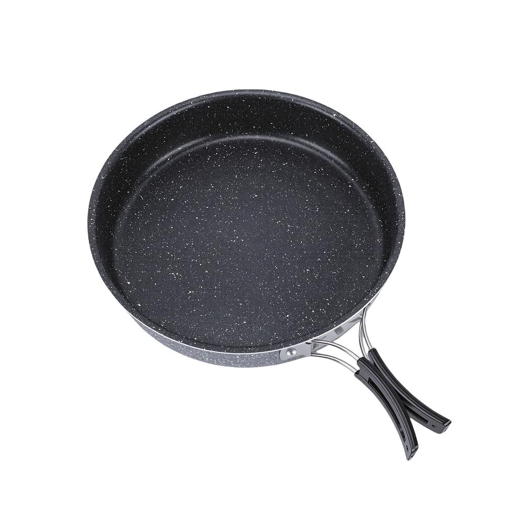 Camping Frying Pan 22cm Non Stick Coating Foldable Handle Outdoor Skillet Cooking Pan for Gas Stove Induction Cooker