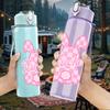 1PC Bunny Rabbit Pink Easter Line Art Print 750ml Color Plastic Sports Water Bottle Leakproof Flip Straw Lid Suitable for Sports Office Home Use