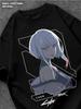 Black T‑shirt Cyberbank Anime Mens Tshirt Womens Tshirts with Letters Print Short Sleeves T-Shirt Casual Street Tee Shirt Top