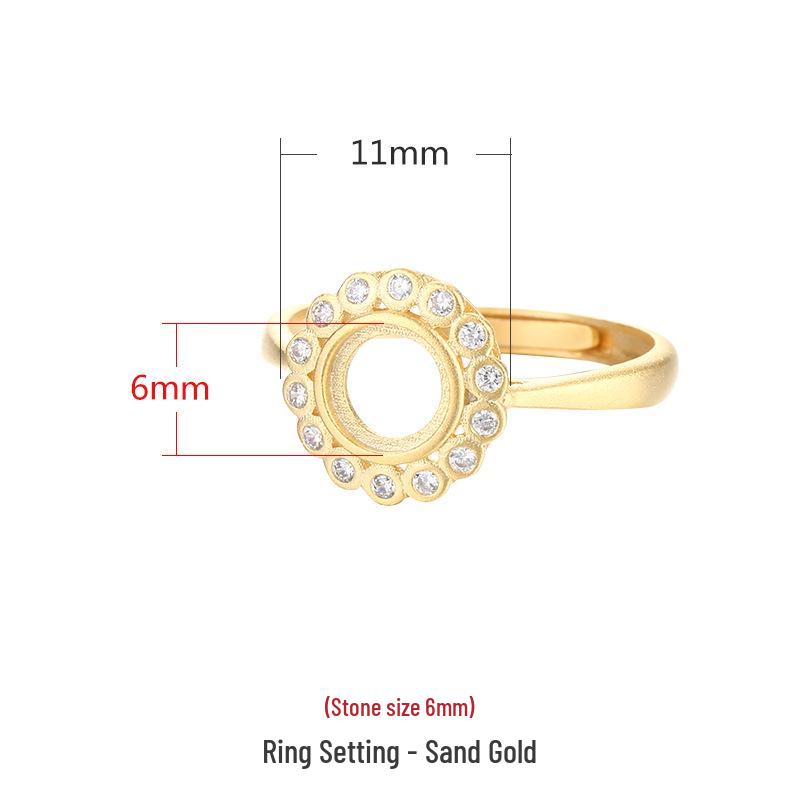 

S925 Sterling Silver Sunflower Design Ring Setting for Women - Compatible with Amber, Jade, Turquoise