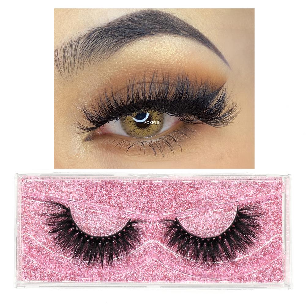 FOXESJI 3D Mink False Eyelashes Fluffy High Volume Eye Lashes Natural Wispy Full Strip Mink Eyelash Extension Bulk Lash Makeup
