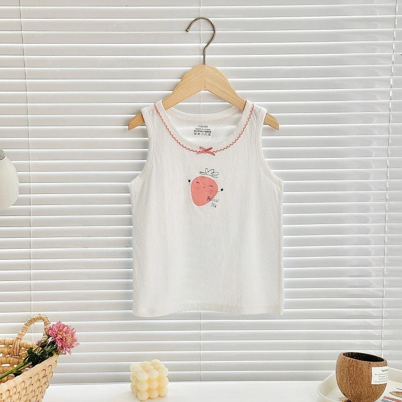 Boys pure cotton vest summer children's mesh hurdle girl baby sling little boy summer middle and older children's vest