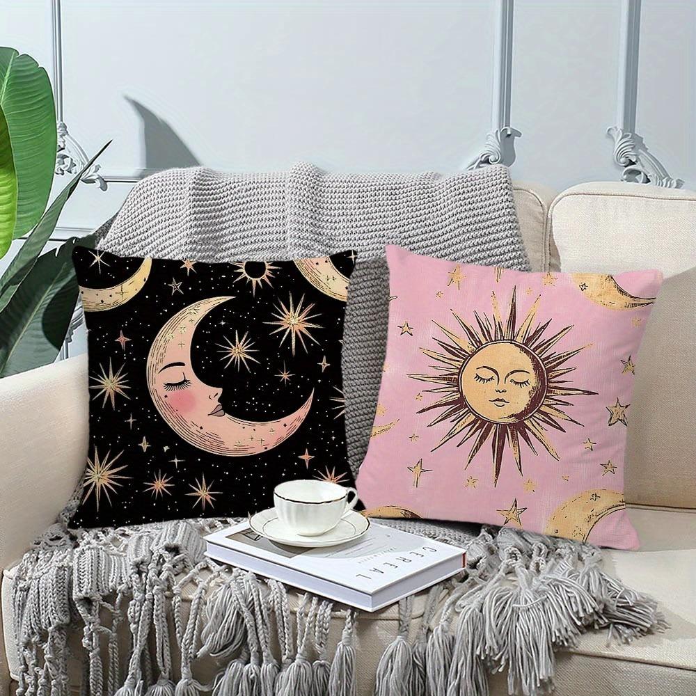 2PCS Moon and Sun Printed Pillowcases for Cozy Decor Sofa Cushion Cover Home Bedroom Room Decorations