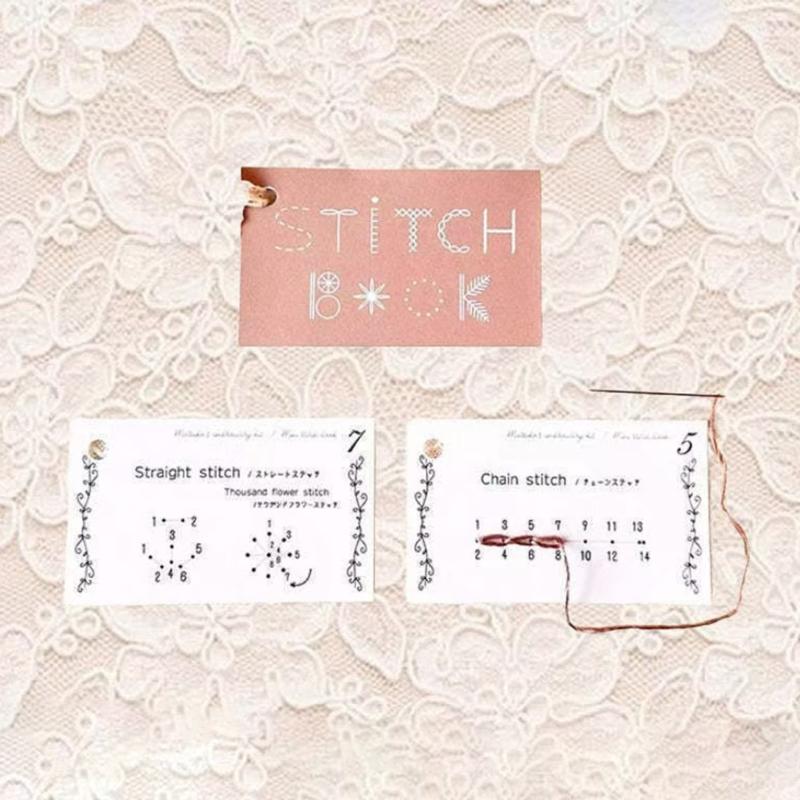 Embroidery Guidebook With Step By Step Stitching Pattern Sewing Manual for Beginner Hand Sewing Needlework Project