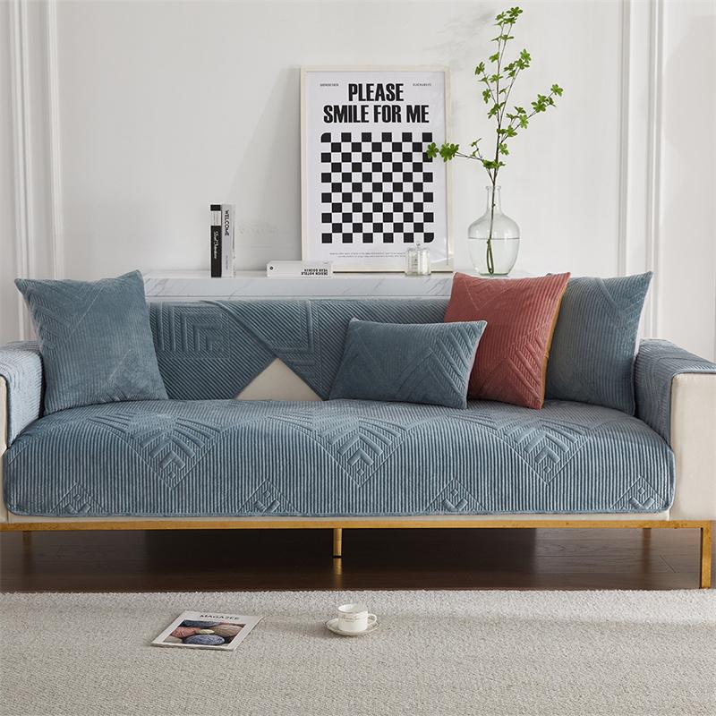Nordic Solid Color Thicken Plush Sofas Covers Winter Universal Sofa Towel Anti-slip Couch Slipcover for Living Room Home Decor