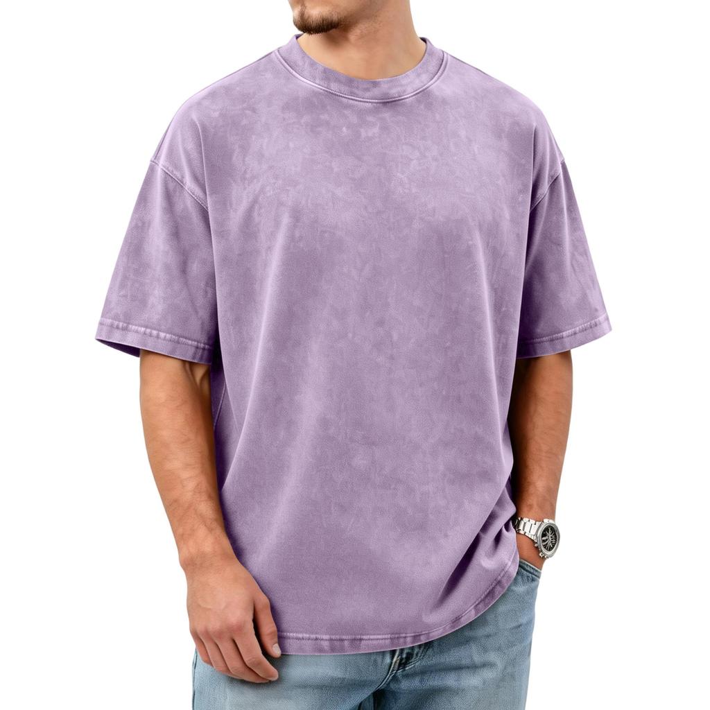Herren Washed Distressed Baumwolle Rundhals Kurzarm T-Shirt | Lässige Vintage T-Shirts Für Den Täglichen Gebrauch