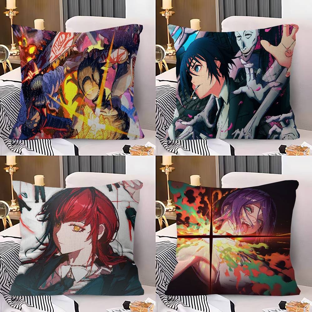 Anime CChainsaw MMan Cushion Cover Inches Farmhouse Decor Home Throw Pillow Covers For Couch Decorations