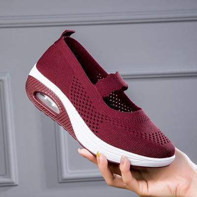 Flying Woven Rocking Shoes Women's Foot Cover Thick Sole Heightening Air Cushion New Casual Shoes Mesh Breathable Casual Women's Shoes
