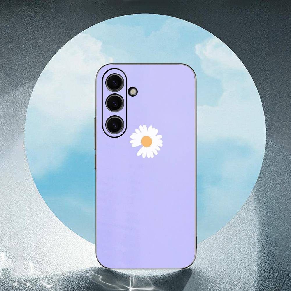 Daisy Flower For Samsung Galaxy S23 S24 S25 Ultra S22 Plus S21 Black Soft Case Waterproof Soft Case