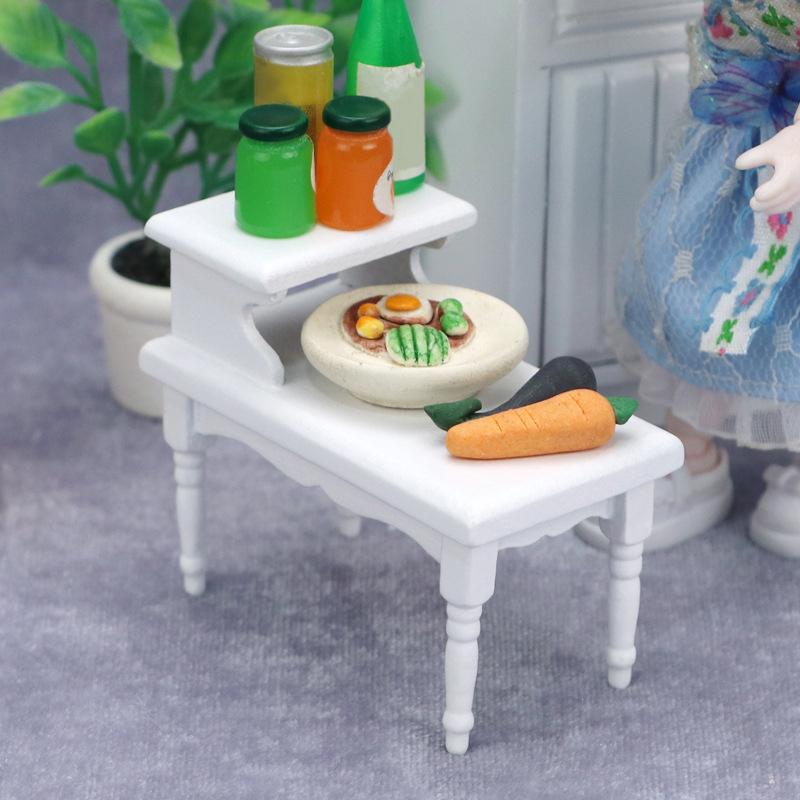 1:12 Dollhouse Miniature Double-Layer Coffee Table Side Table Living Room Furniture Home Model Decor Toy Doll House Accessories