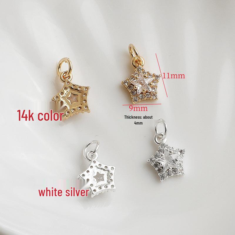 שרשרת תליון כוכב זירקוניום מצופה זהב 14K אביזר תכשיט DIY