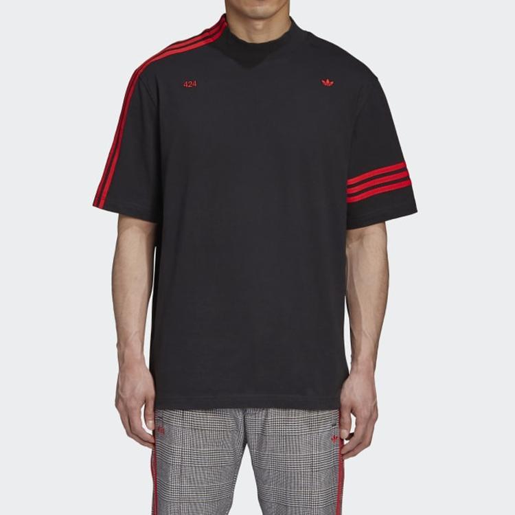 Adidas Originals Trefoil X 424 R.Y.V. Ribbed Collar Loose Short Sleeve Tee Men Tops Black FS6236