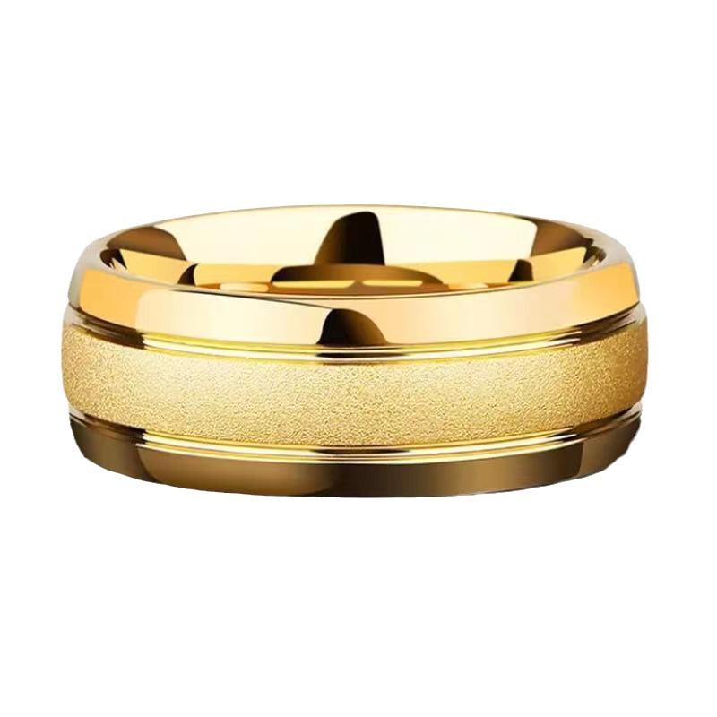 "Frosted Stainless Steel Couple Rings - Non-Fading Niche Design"