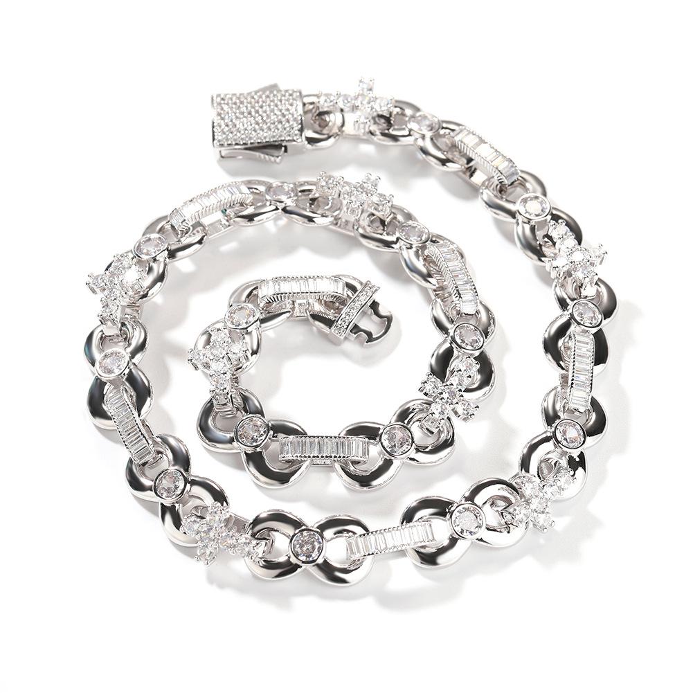 12mm Glossy Infinity Cross Necklace - European & American Hip Hop Style