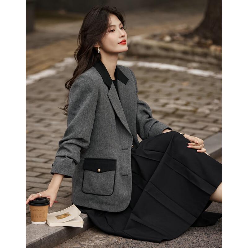 Women's Elegant Color-block Loose Blazer Jacket