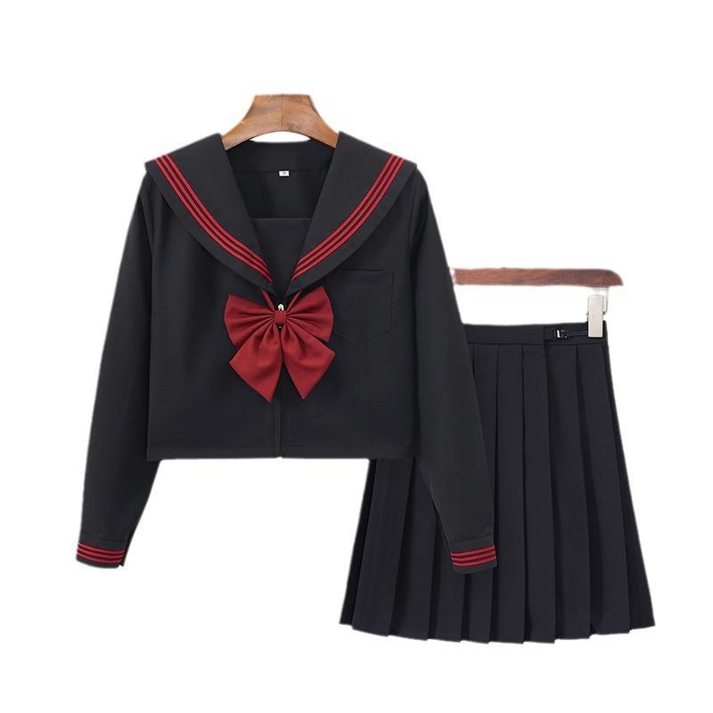 Einheitliches Rotes Sanben Matrosenuniform Schulangebot Rock Echtes Set College-Stil Faltenrock