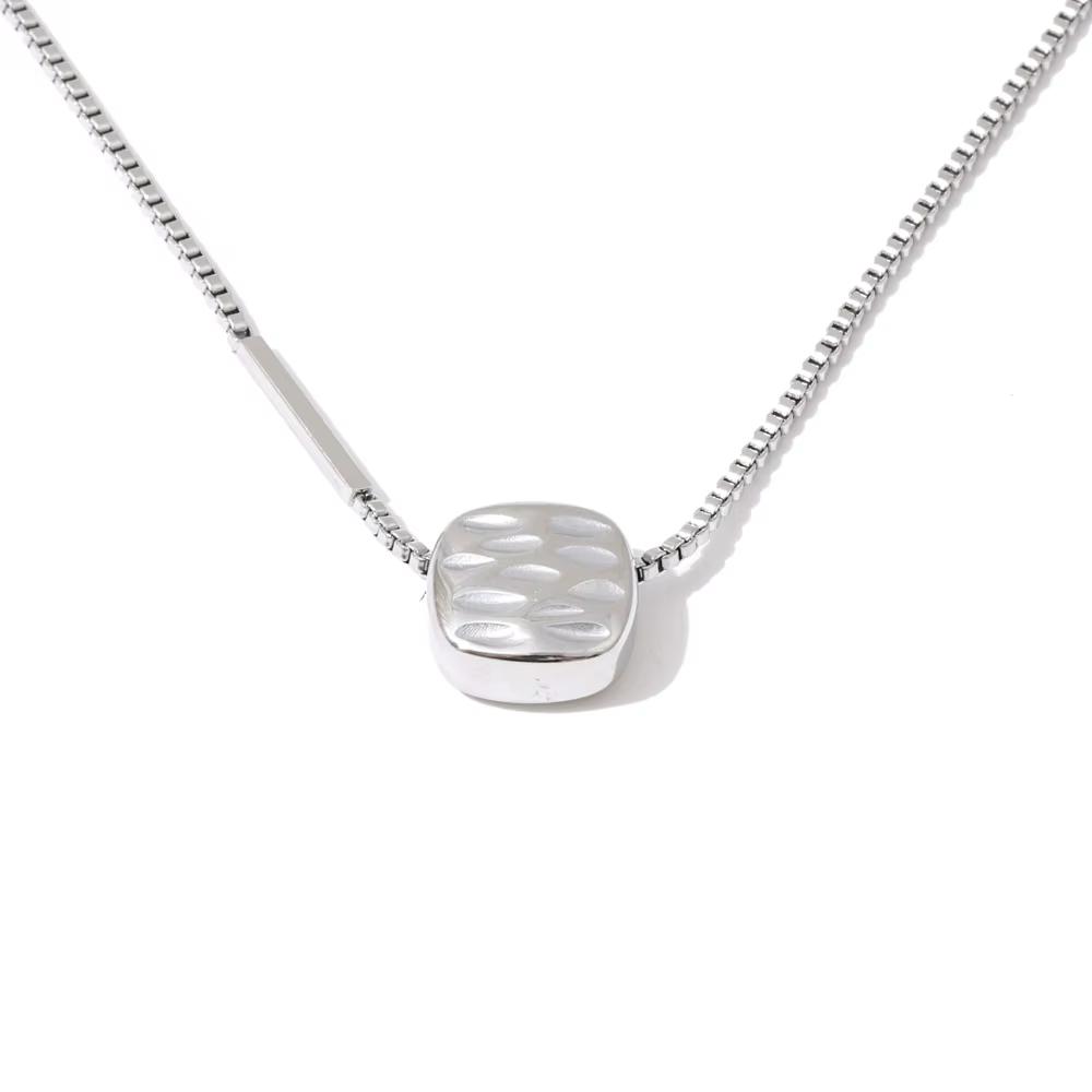 Eetit Waterproof Stainless Steel Removable Casting Square Pendant Necklace Chic Korean Distinctive Charming Jewelry Wholesale