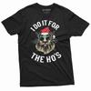 Unisex's Funny Christmas Santa T Shirt I Do It for the Ho's Cool Glasses Xmas Present Him Party Vintage Washed Casual