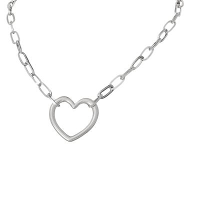 Stylish Heart Shaped Pendant Necklace Featuring a Paperclip Chain Designs Chain Necklace Suitable for Everyday Wear