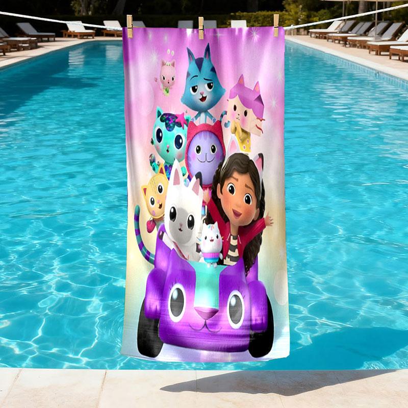 Gabby's Dollhouse Print Beach Towel Design, Soft, Lightweight. for Home Bathroom, Spa, Pool, Yoga, Surfing, Camping, Gift for Family, Friend