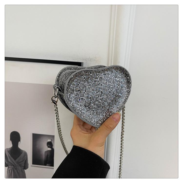 

Трендовая женская сумка кроссбоди в форме сердца с пайетками - Мини-кошелек для монет розовый