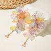 Iridescent Tassel Drop Earrings Transparent Petal Statement Earrings  Seaside Beach