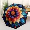 Mandala Floral, Arte Cósmica Temática Guarda-chuva de Moda com Abertura e Fechamento Automáticos, Guarda-chuva de Design Criativo, Guarda-chuva Pequeno Dobrável Triplo Portátil