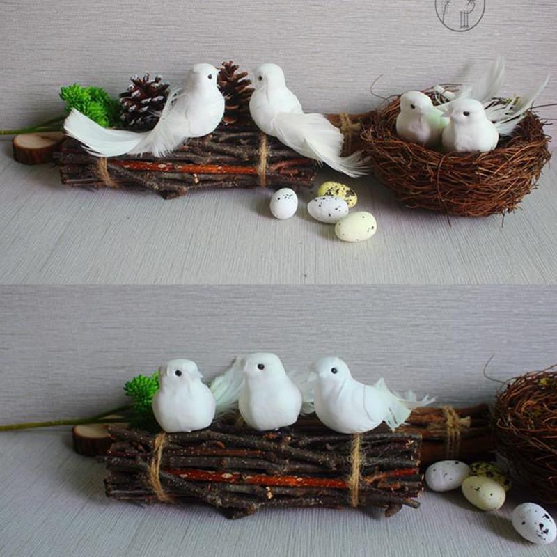 Mini Artificial Carft Pigeons Garden Statue Decorative Simulation Pigeon Removable Birds