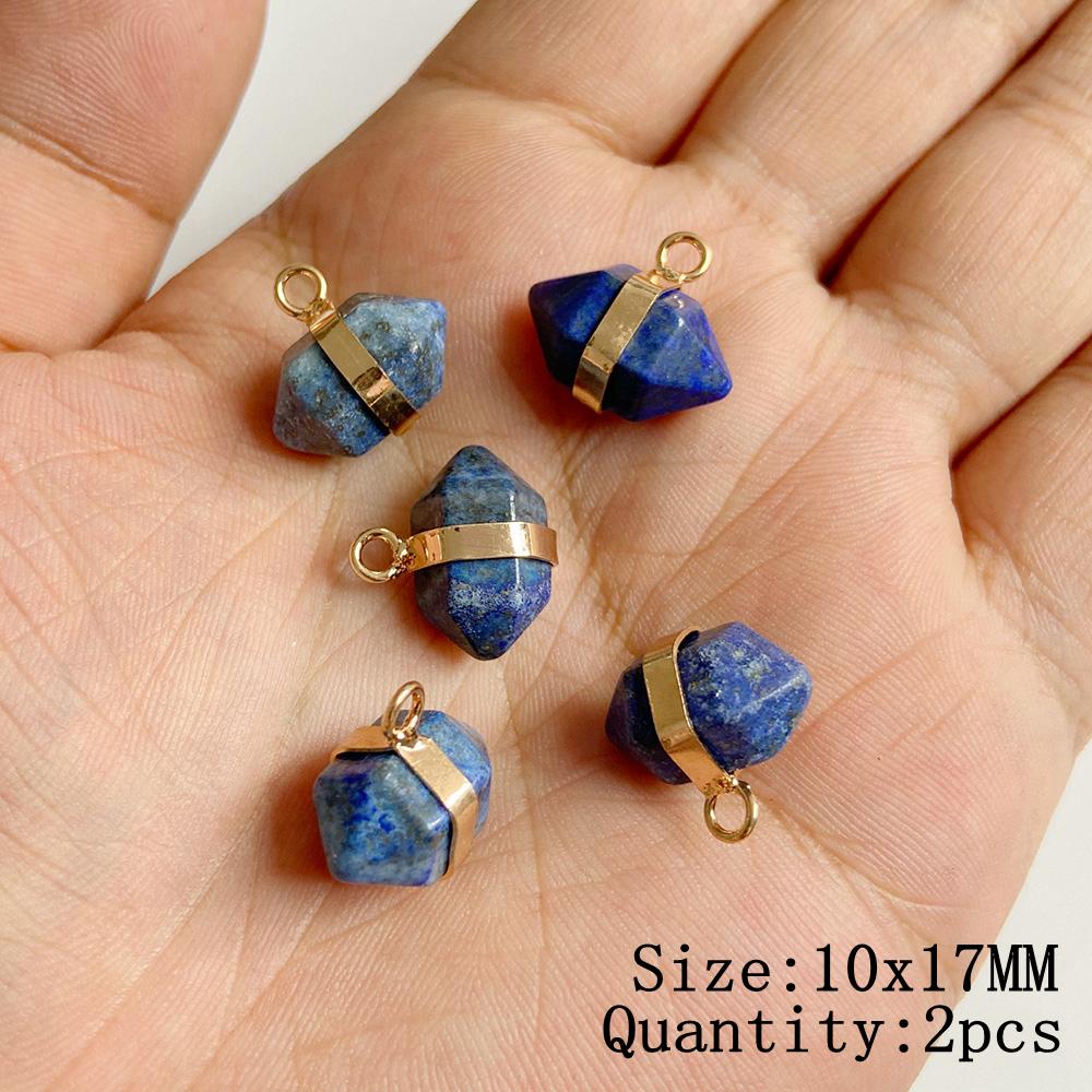 Natural Blue Lapis Lazuli Connector Charms Pendant Stone Warter Drop Teardrop Heart Pendants Charm For Jewelry Making Necklaces