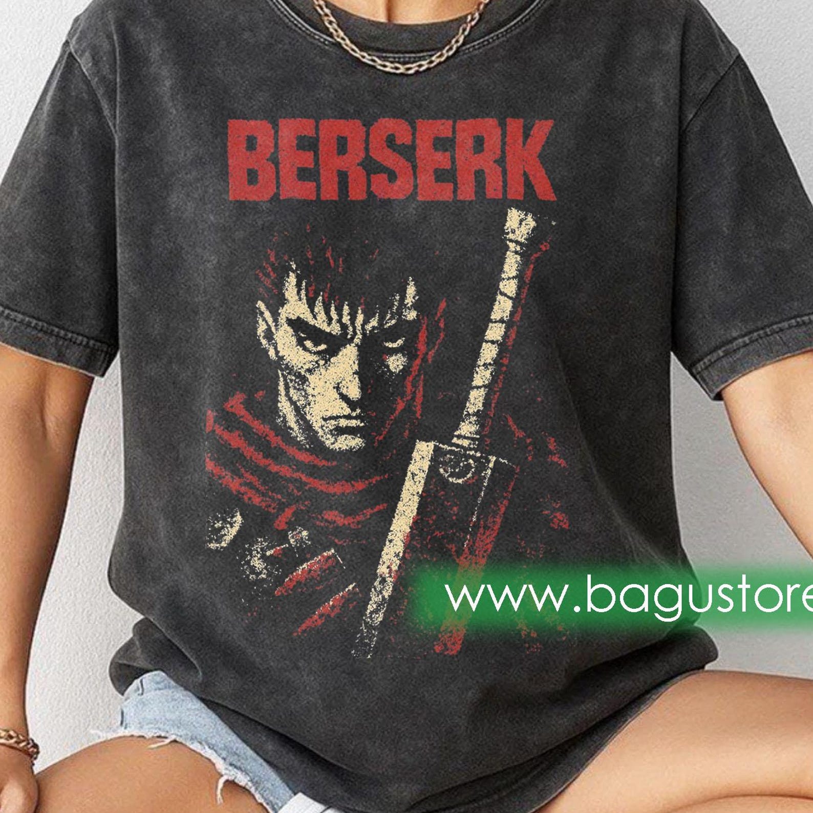 Berserk Guts Anime T shirt: Vintage Japanese Manga Style, Game Anime Shirt 001 2XL