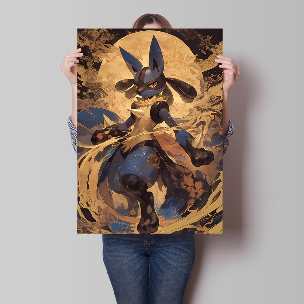 Hot Selling Anime Pokemon Lucario High Quality Retro Canvas Poster HD Printing Home Living Room Decor Holiday Gift Classic