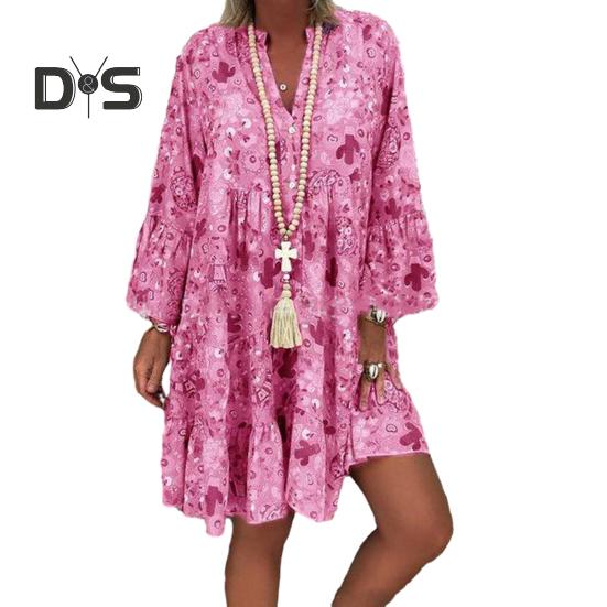 

Женское платье, очень мягкое, дышащее, с длинным рукавом, V-образным вырезом, большим подолом, свободное, повседневное, длинное платье для женщин S