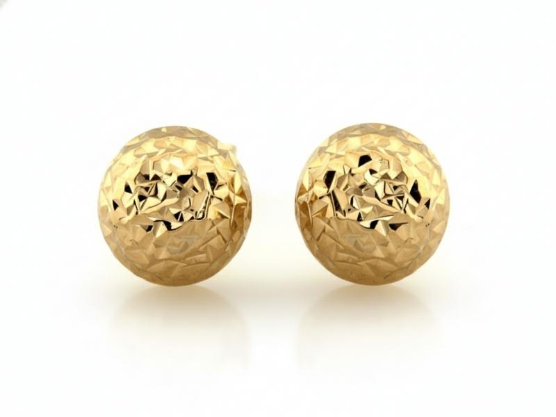 375 yellow gold diamond stud earrings 7 mm for women