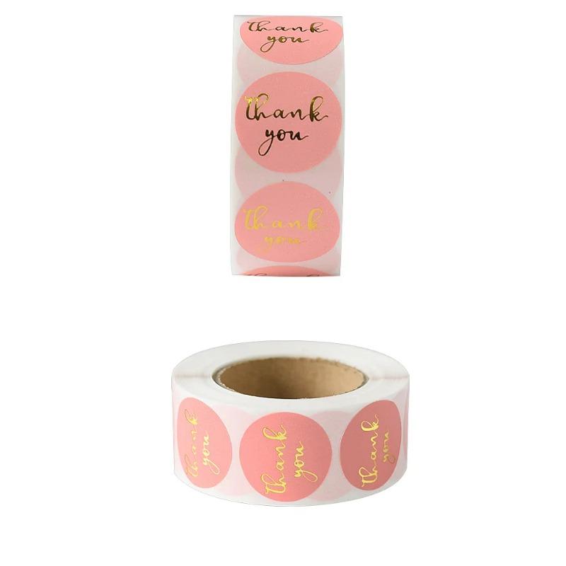 1Rull Takk Foliestempling Sticker Juleklistremerke Takk Rundt Hot Stamping English Sticker