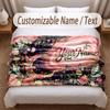 Floral Garden Theme Soft Blanket Personalized Custom Name Text Print Warm Blanket Home Sofa Bedroom Decor