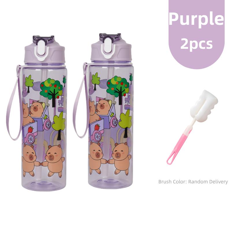 800ML Kids Water Sippy Cup Creative Cartoon Cup with Straws Leakproof Water Bottle Outdoor Portable Children's Plastic Water Cup