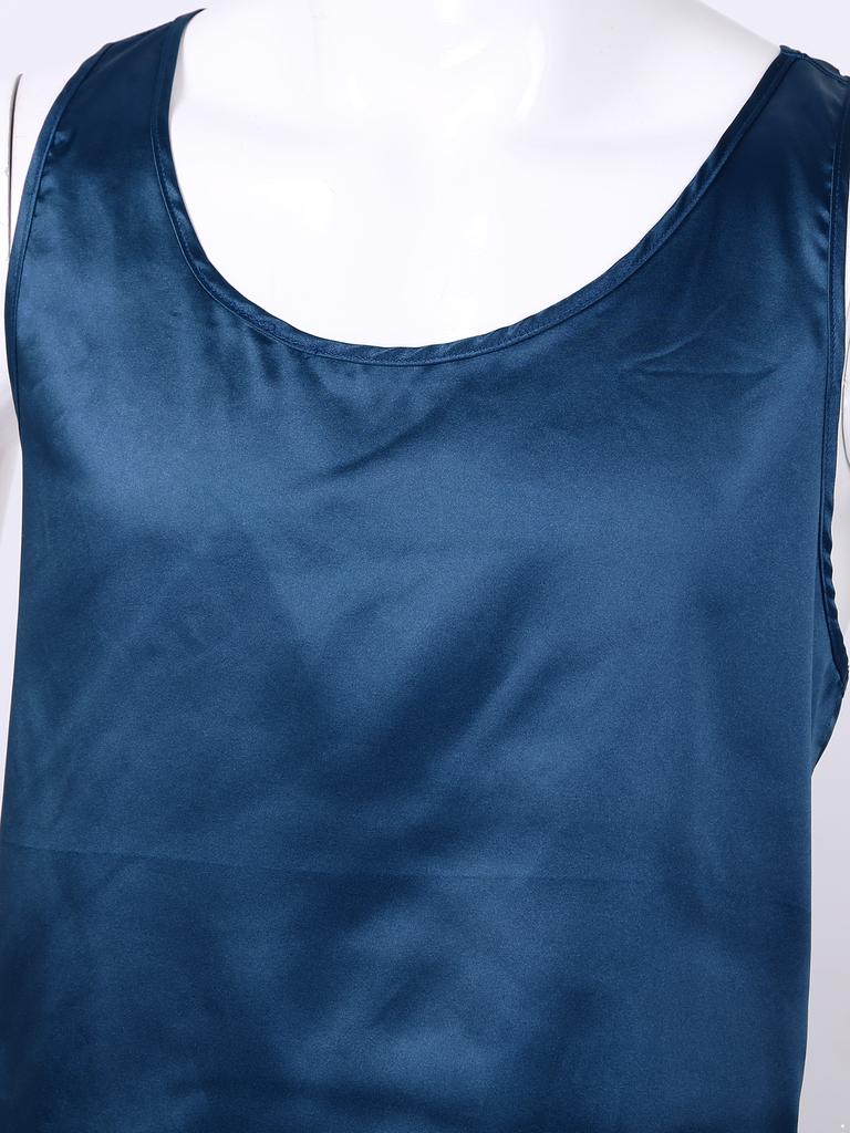 Heren satijnen pyjama's Nachtkleding Mouwloze tanktop Shorts Nachtkleding Nachtkleding Zomernachtjapon Loungewear