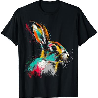 Rabbit Colorful Animal Motif Art Rabbit T-Shirt