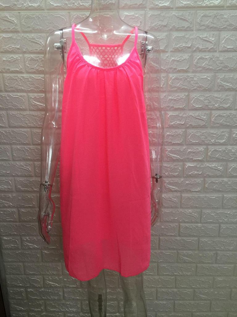 Abito in Chiffon Senza Schiena Patchwork a Quadretti Canotta Taglie Forti da Donna
