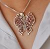 Natural Garnet Butterfly charm Pendant, 925 Silver Jewelry, Red Butterfly, Gift for  her