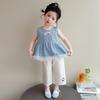 Girls' Plaid Lace Vest Set 2026 Summer New Item for Baby Girls Super Beautiful Thin Summer Two-piece Set Trendy