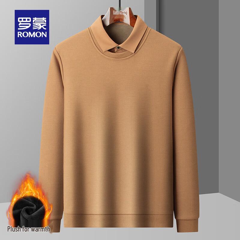 

ROMON Men s Faux Two-Piece Waffle Knit Fleece Sweater L