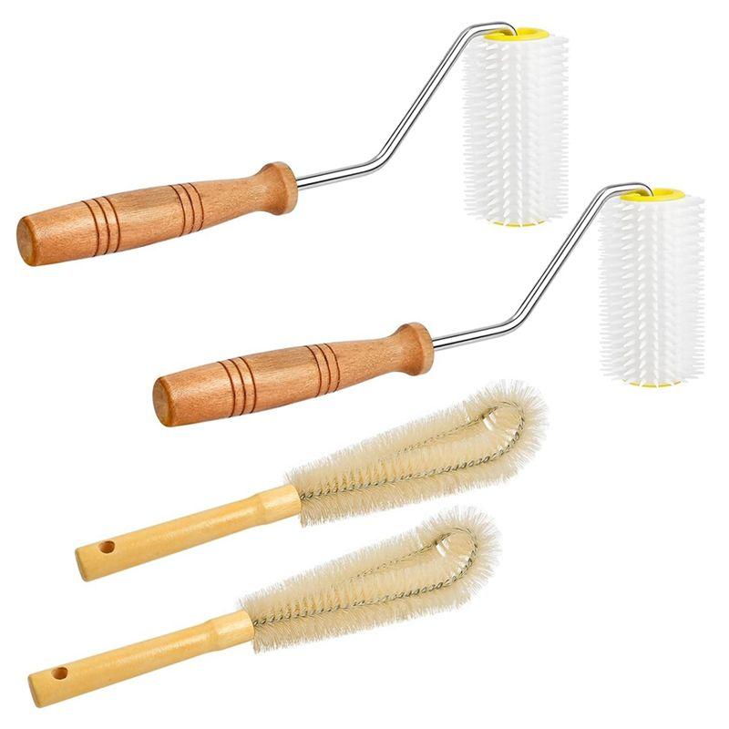 

A60Z4 Pcs Honey Extractor Uncapping Needle Roller Tool With Wood Handle For Beekeeper, Honey Extractor Spinner Durablemay