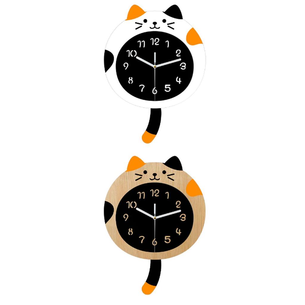 Cat Wall Clock Stylish Non Ticking Cartoon Cat Silent Clock Acrylic Wall Clock