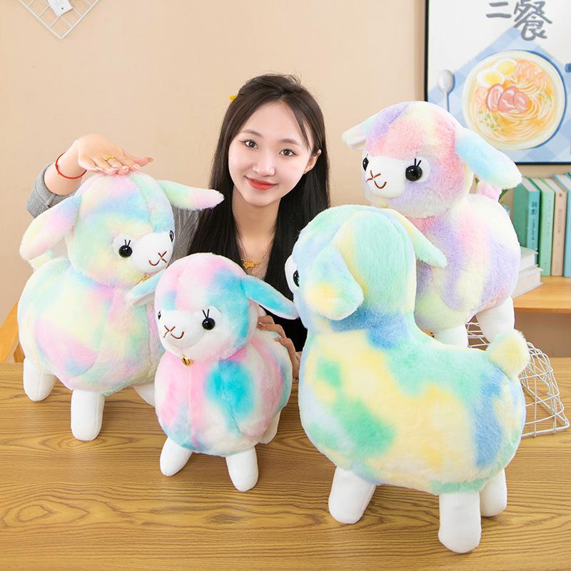 New colorful lamb doll plush toy cute alpaca doll throw pillow children's birthday gift grab machine doll