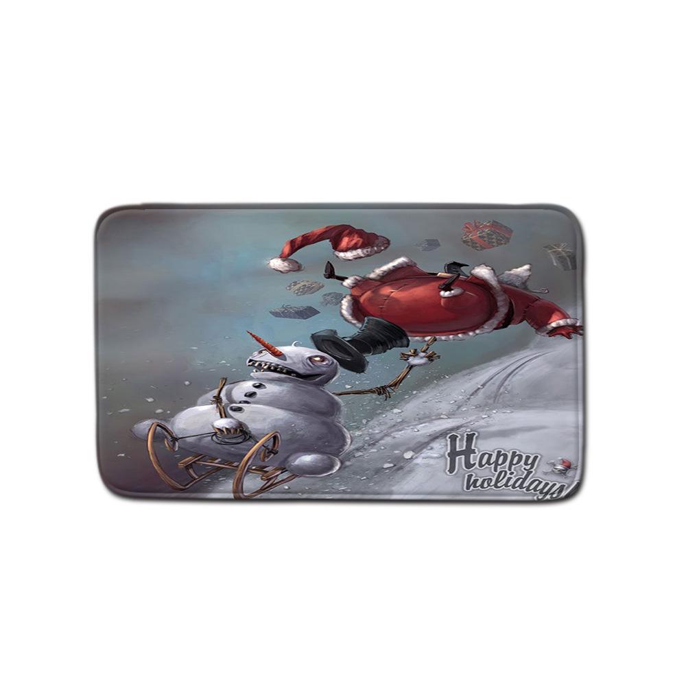 Christmas Toilet Four-Piece Floor Mat Bathroom Non-Slip Door Mat Shower Room Absorbent Carpet