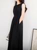 Elegant 2026 French Summer Pleated Tank Dress for Women - Casual, High-End Long Vacation Wear
