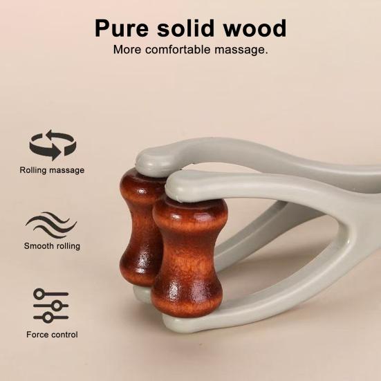 2Pcs Wooden Finger Massager Portable Acupressure Roller And Gua Sha Tool for Hand Relaxation Portable Stress Relief Hand Tool